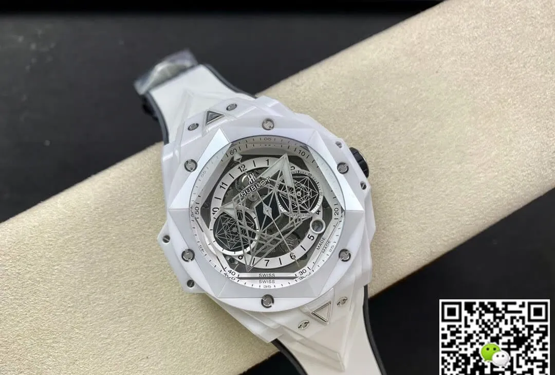 Hublot Big Bang Sang Bleu II 418.HX.2001.RX.MXM21 BB Factory 1:1 Best Edition Replica Watch White Strap